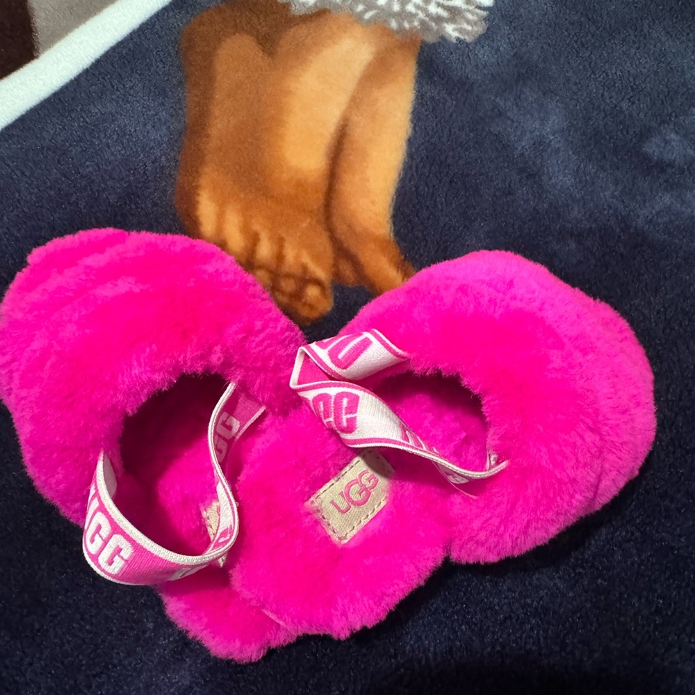 UGG Vibrant Pink Plush Slide Slippers